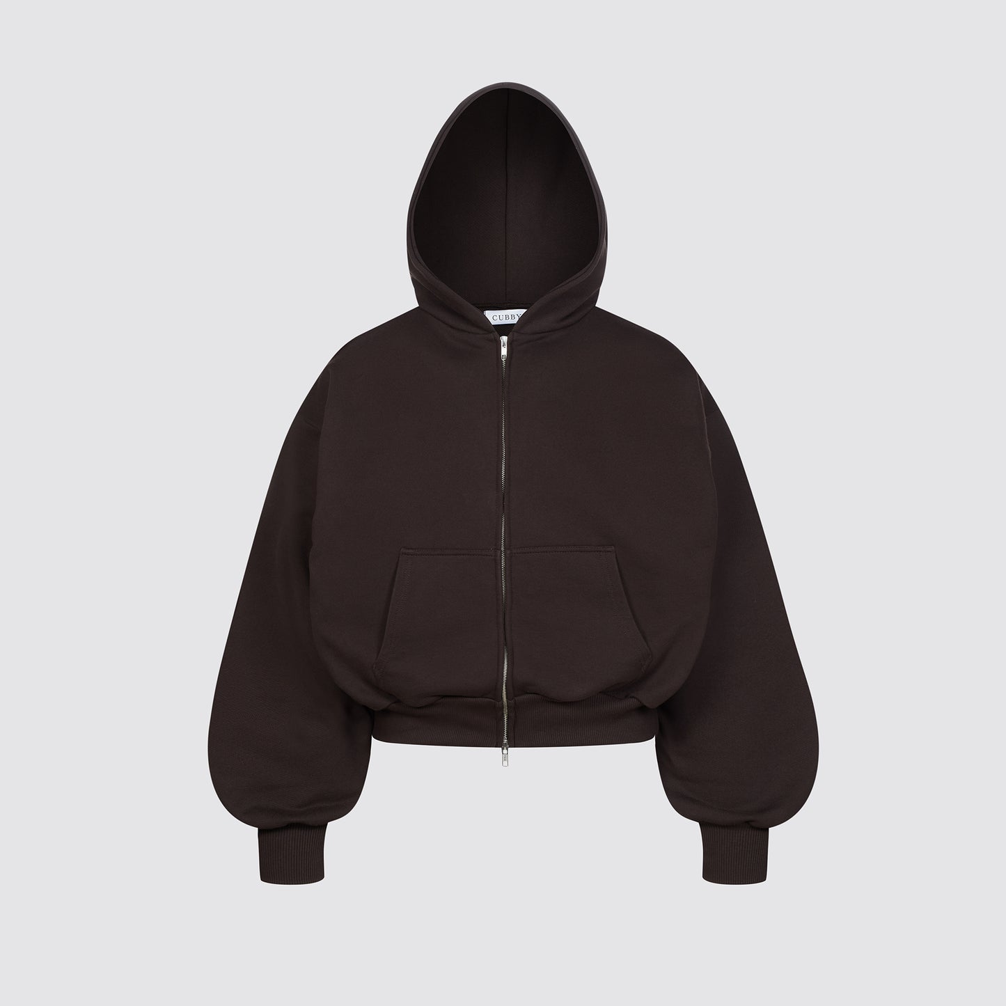 Boxy Ultra Heavyweight Double Zip Hoodie (Dark Chocolate)
