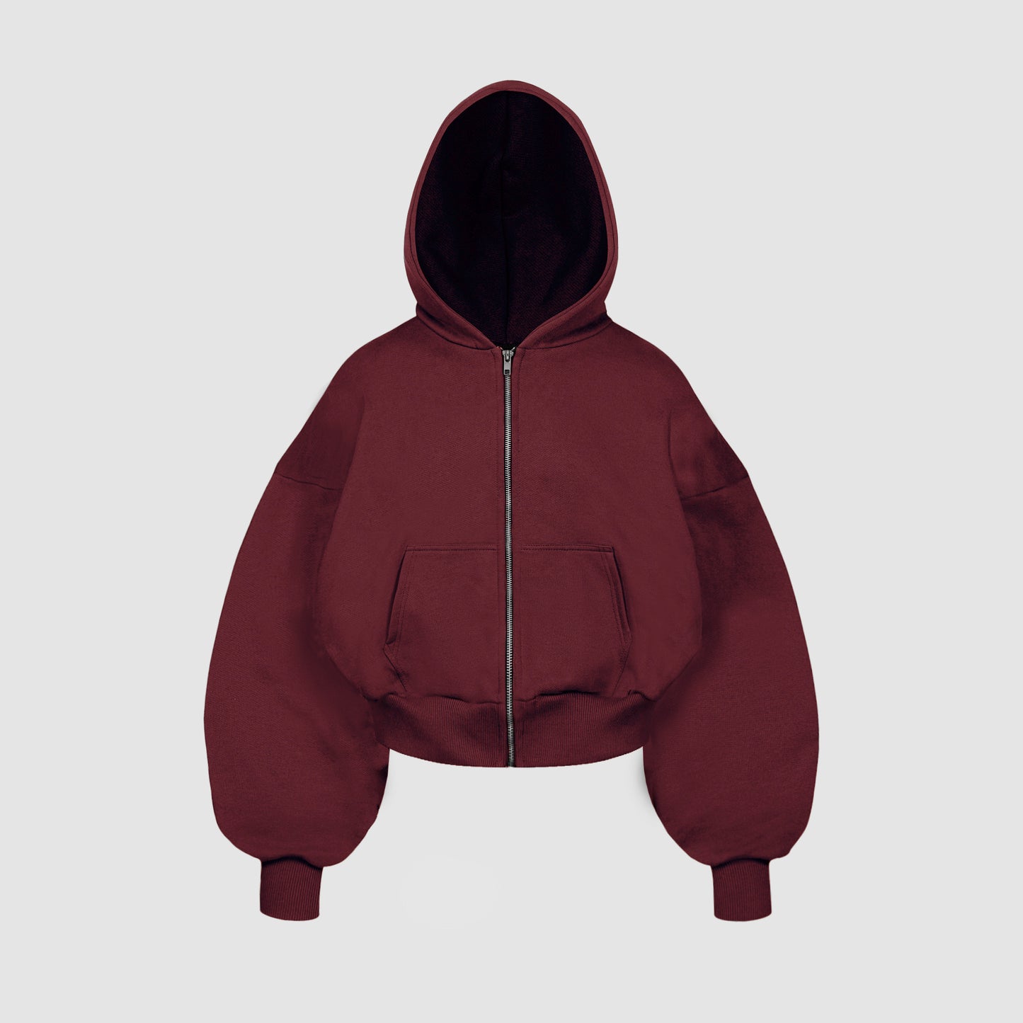 Ultra Heavyweight Cropped Zip Hoodie (Dark Cherry)