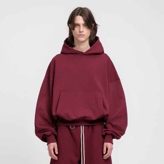Boxy Flowy Hoodie (Dark Cherry)