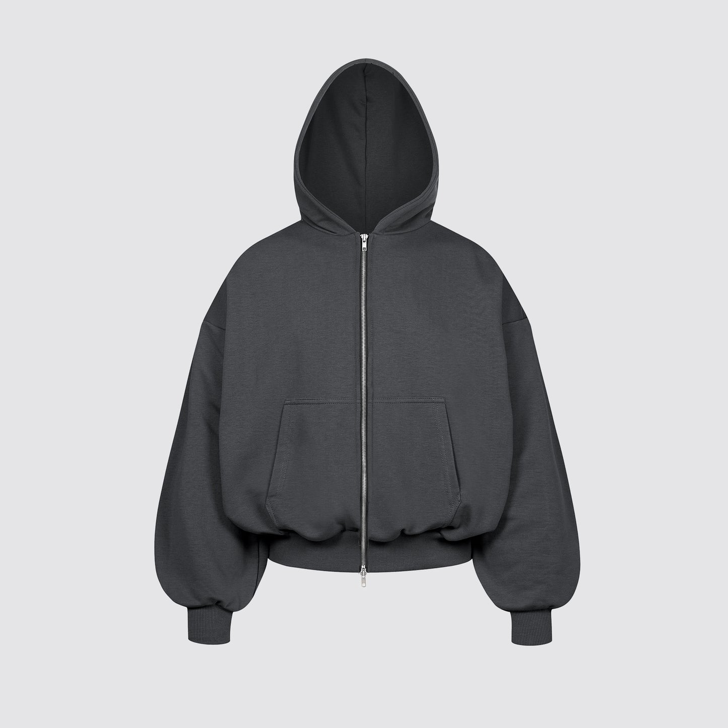 Boxy Flowy Double Zip Hoodie (Graphite)