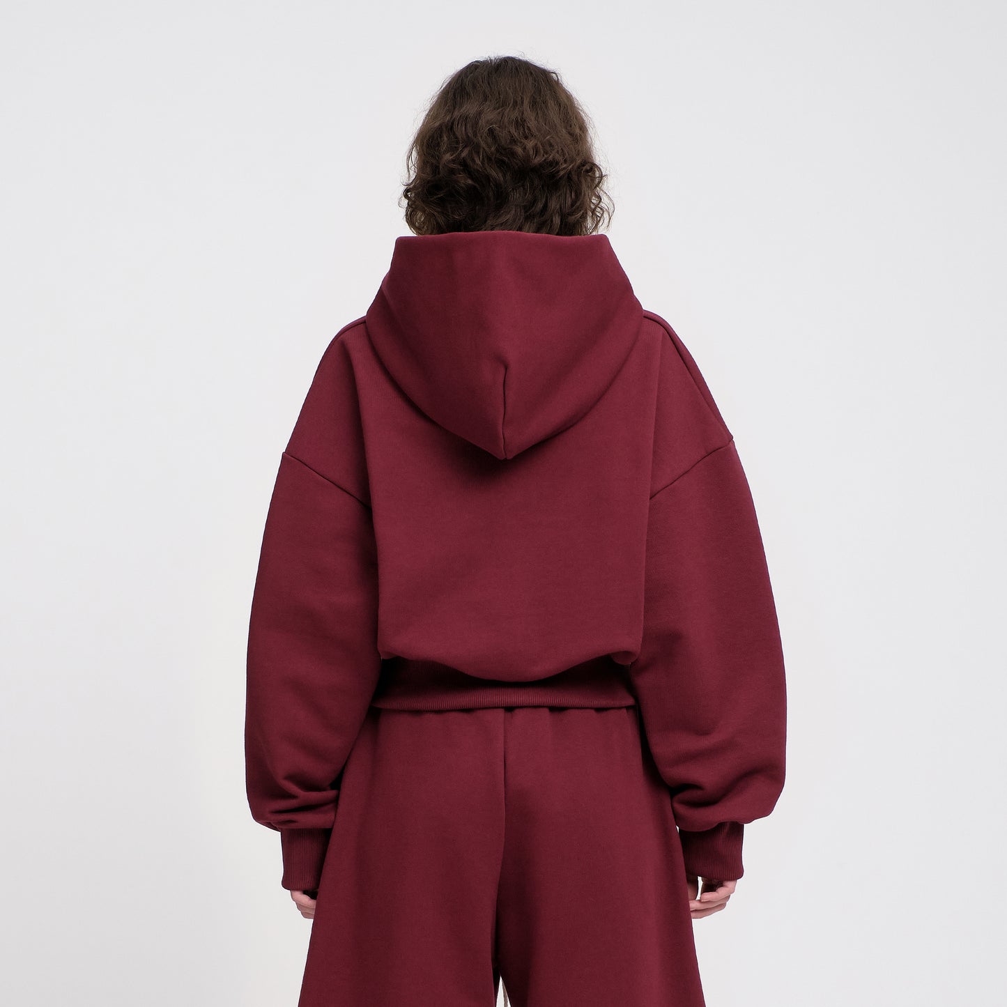 Ultra Heavyweight Cropped Zip Hoodie (Dark Cherry)