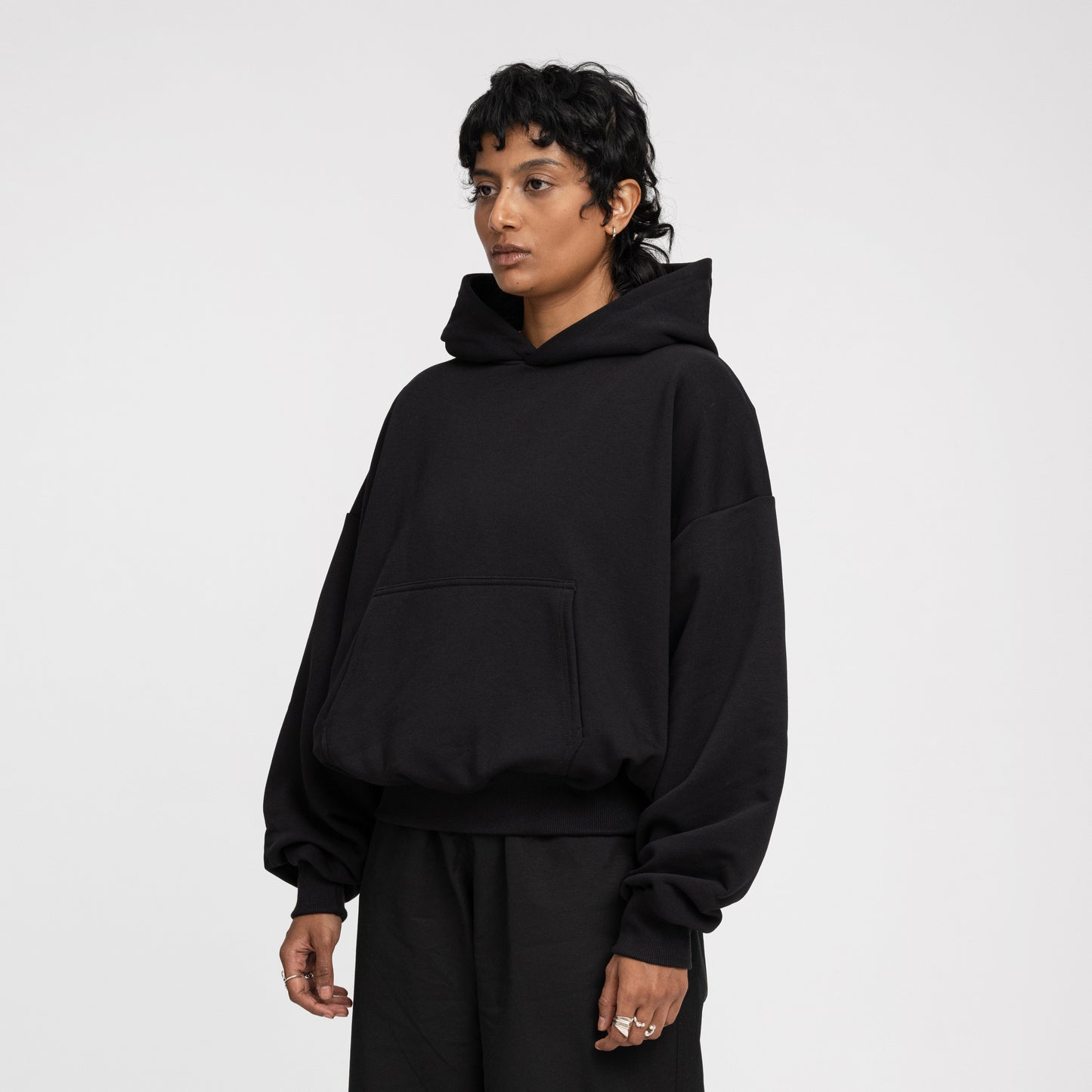 Boxy Flowy Hoodie (Black)