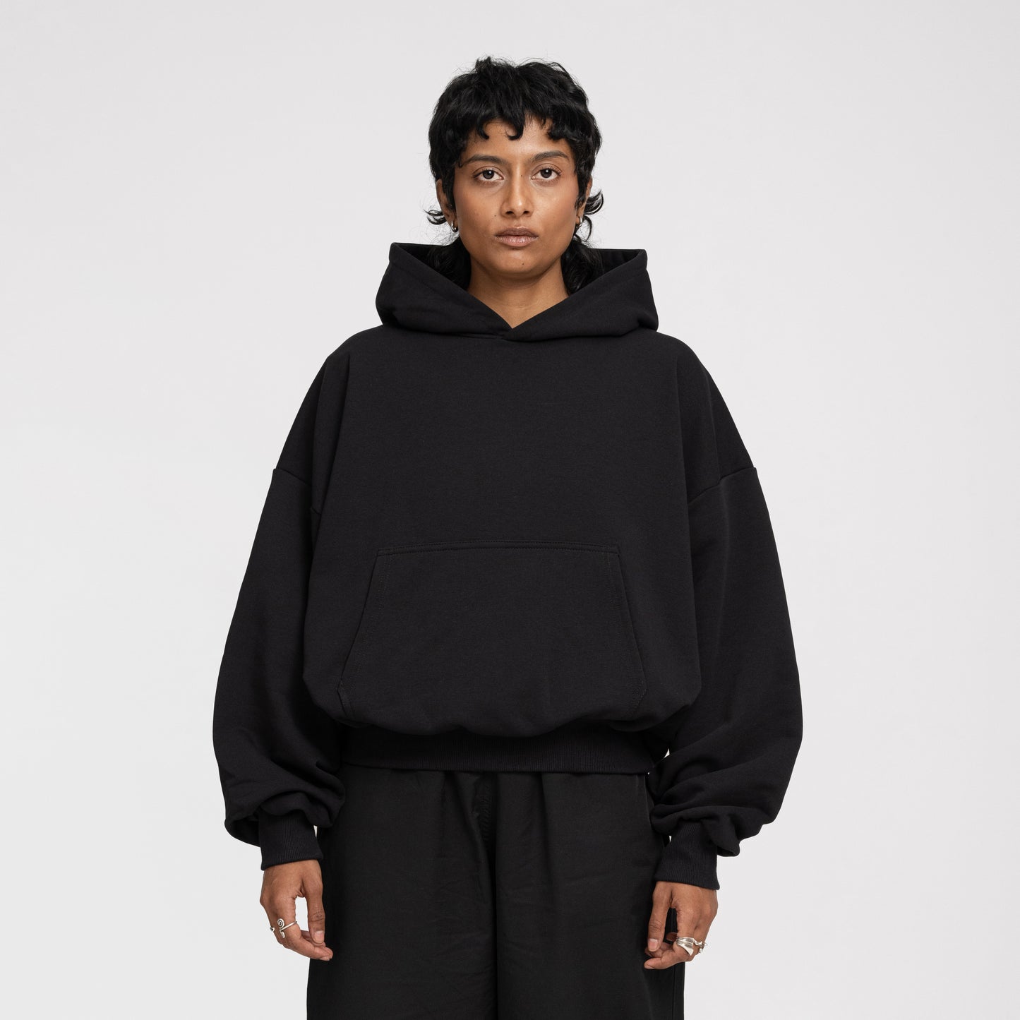 Boxy Flowy Hoodie (Black)