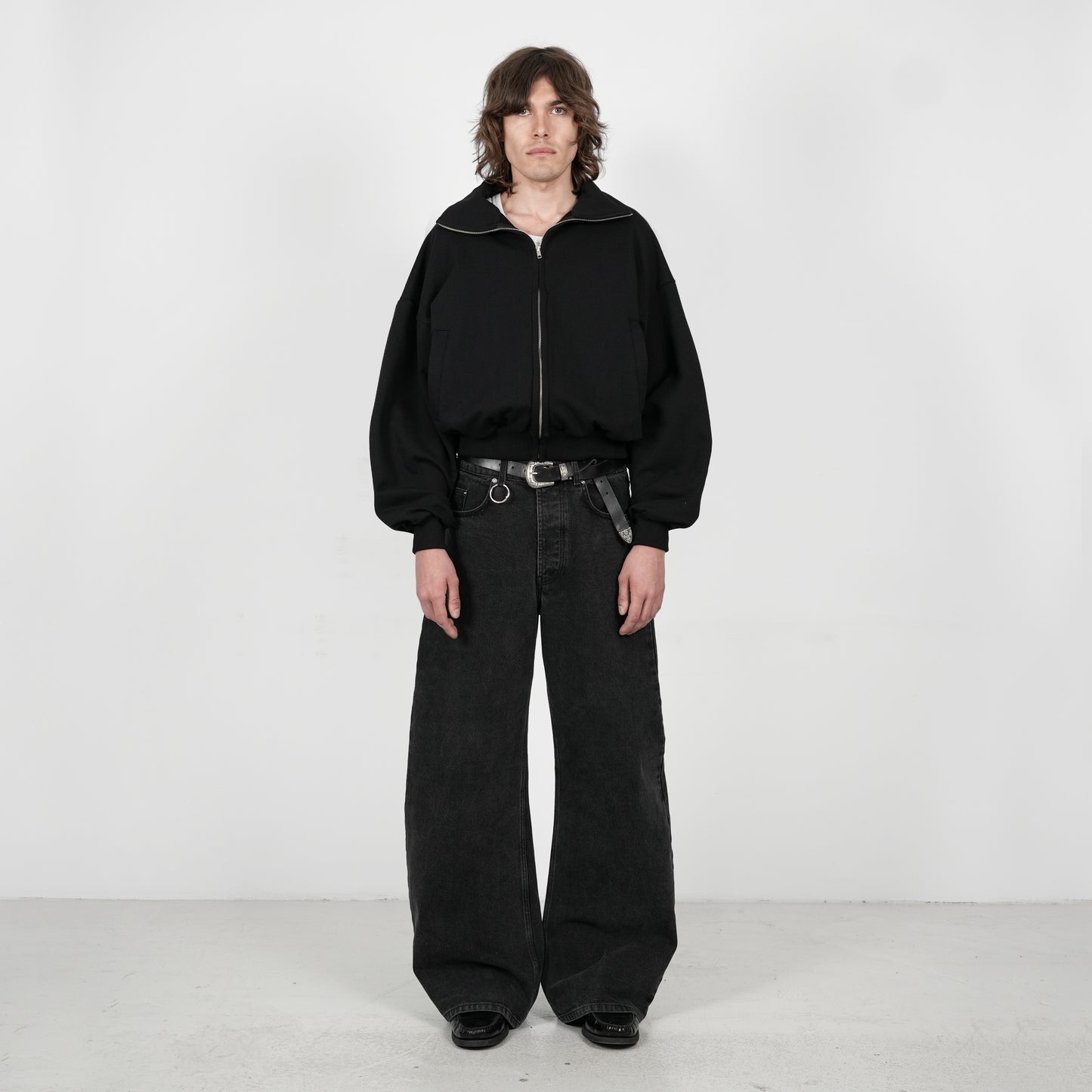 Boxy Flowy Full Zip (Black)