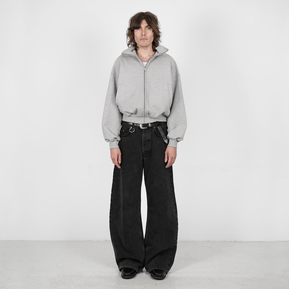 Boxy Flowy Full Zip (Grey)