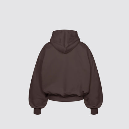 Boxy Flowy Hoodie (Dark Brown)