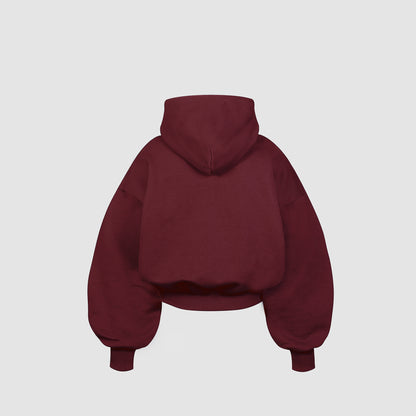 Women's Ultra Heavyweight Cropped Zip Hoodie (Dark Cherry)