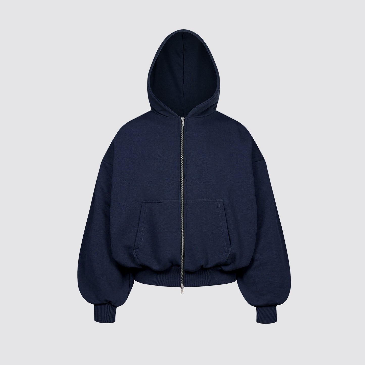 Boxy Flowy Double Zip Hoodie (Dark Navy)