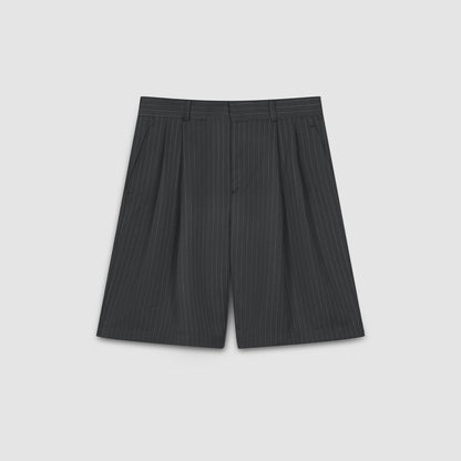Pinstripe Office Shorts (Graphite)