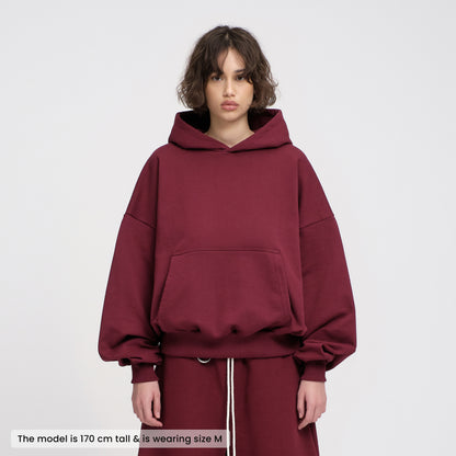 Boxy Flowy Hoodie (Dark Cherry)