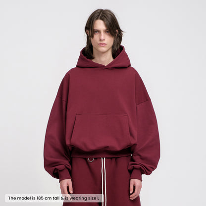 Boxy Flowy Hoodie (Dark Cherry)