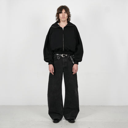 Boxy Flowy Full Zip (Black)
