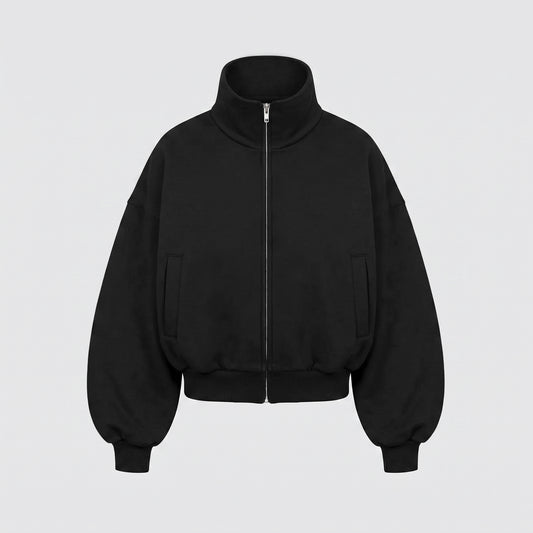 Boxy Flowy Full Zip (Black)