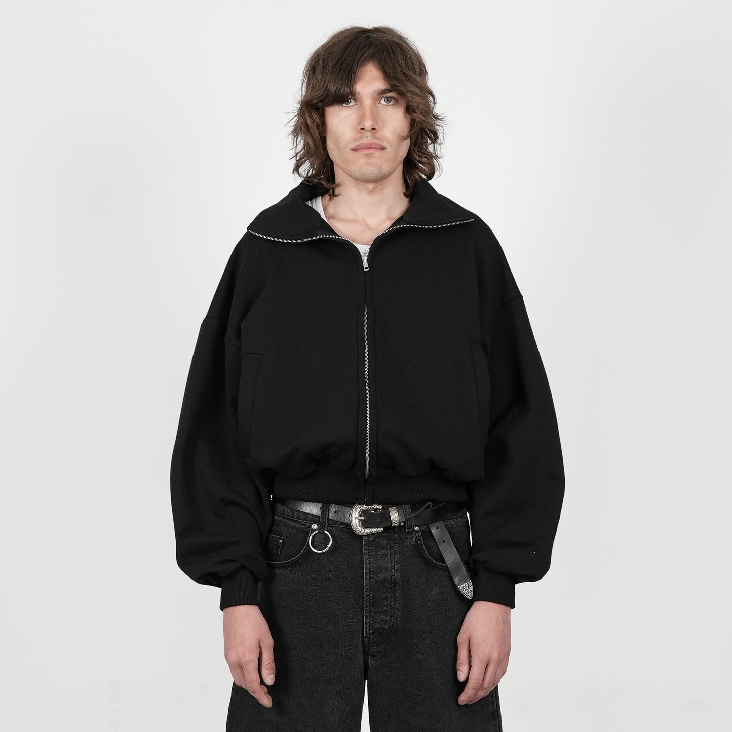 Boxy Flowy Full Zip (Black)