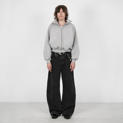 Boxy Flowy Full Zip (Grey)