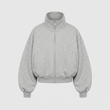 Boxy Flowy Full Zip (Grey)