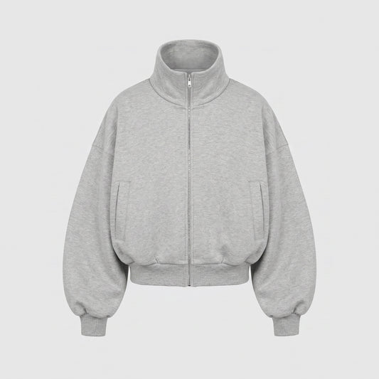 Boxy Flowy Full Zip (Grey)