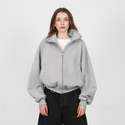Boxy Flowy Full Zip (Grey)
