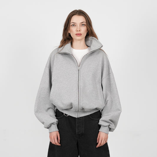 Boxy Flowy Full Zip (Grey)