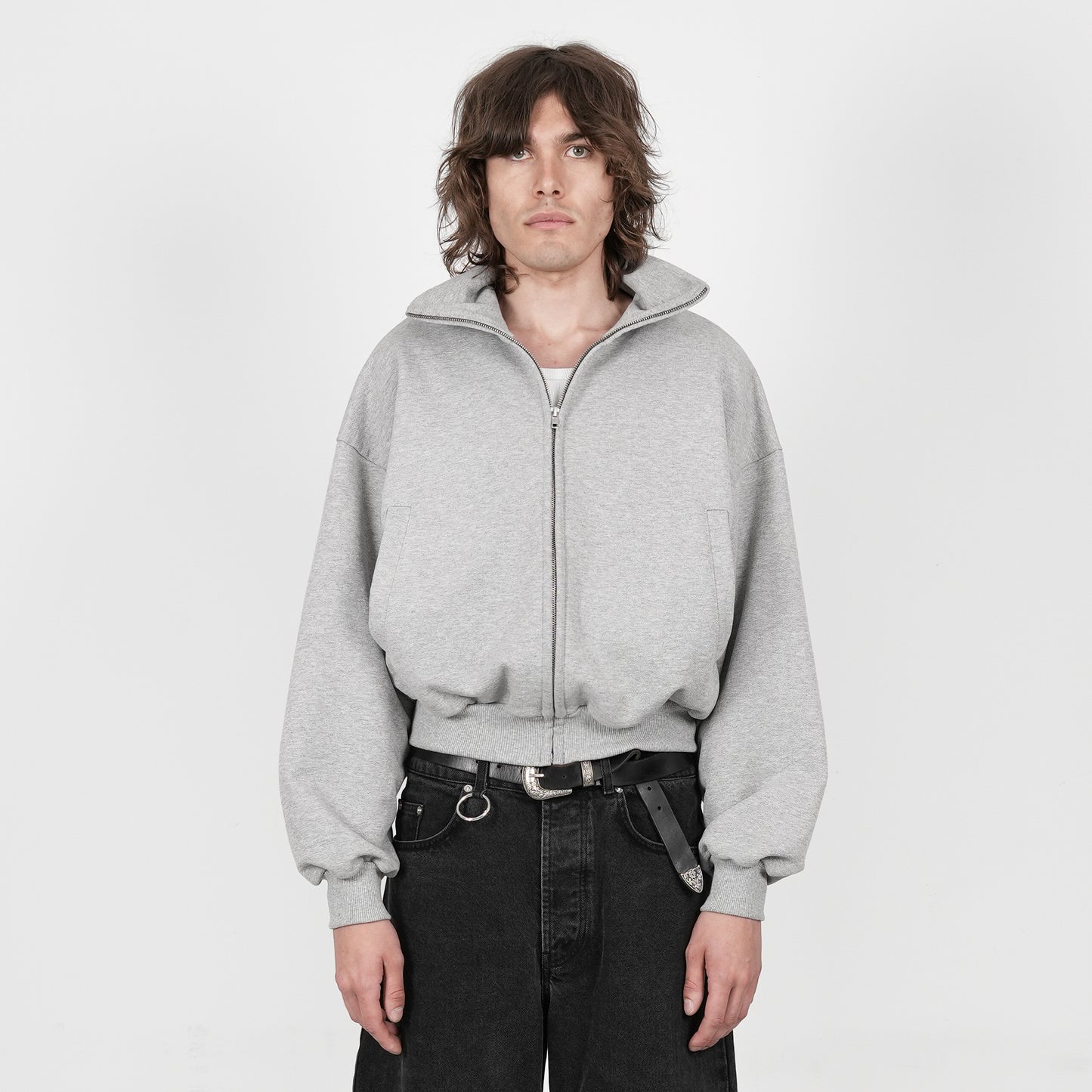Boxy Flowy Full Zip (Grey)