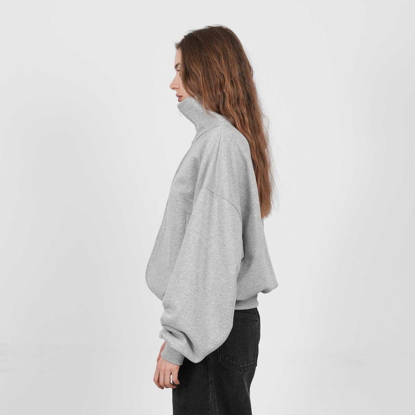 Boxy Flowy Full Zip (Grey)