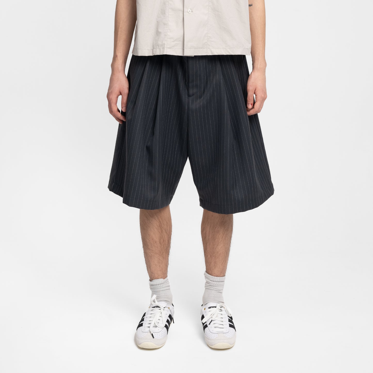 Pinstripe Office Shorts (Graphite)