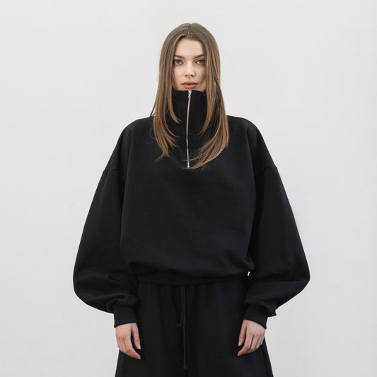 Balloon Fleece Quarter Zip (Black)
